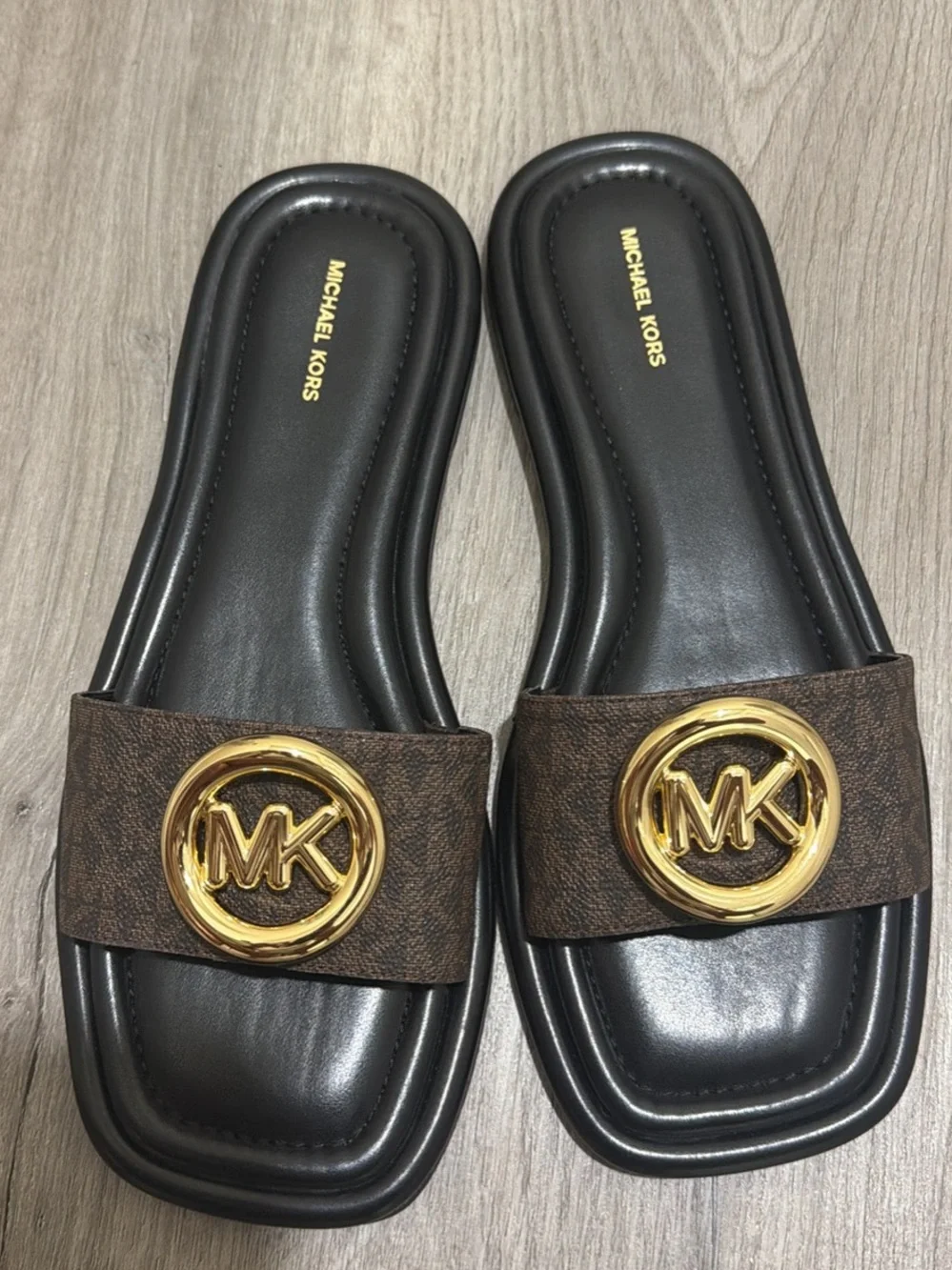 size 8’5michael kors sandals brown leather women’s